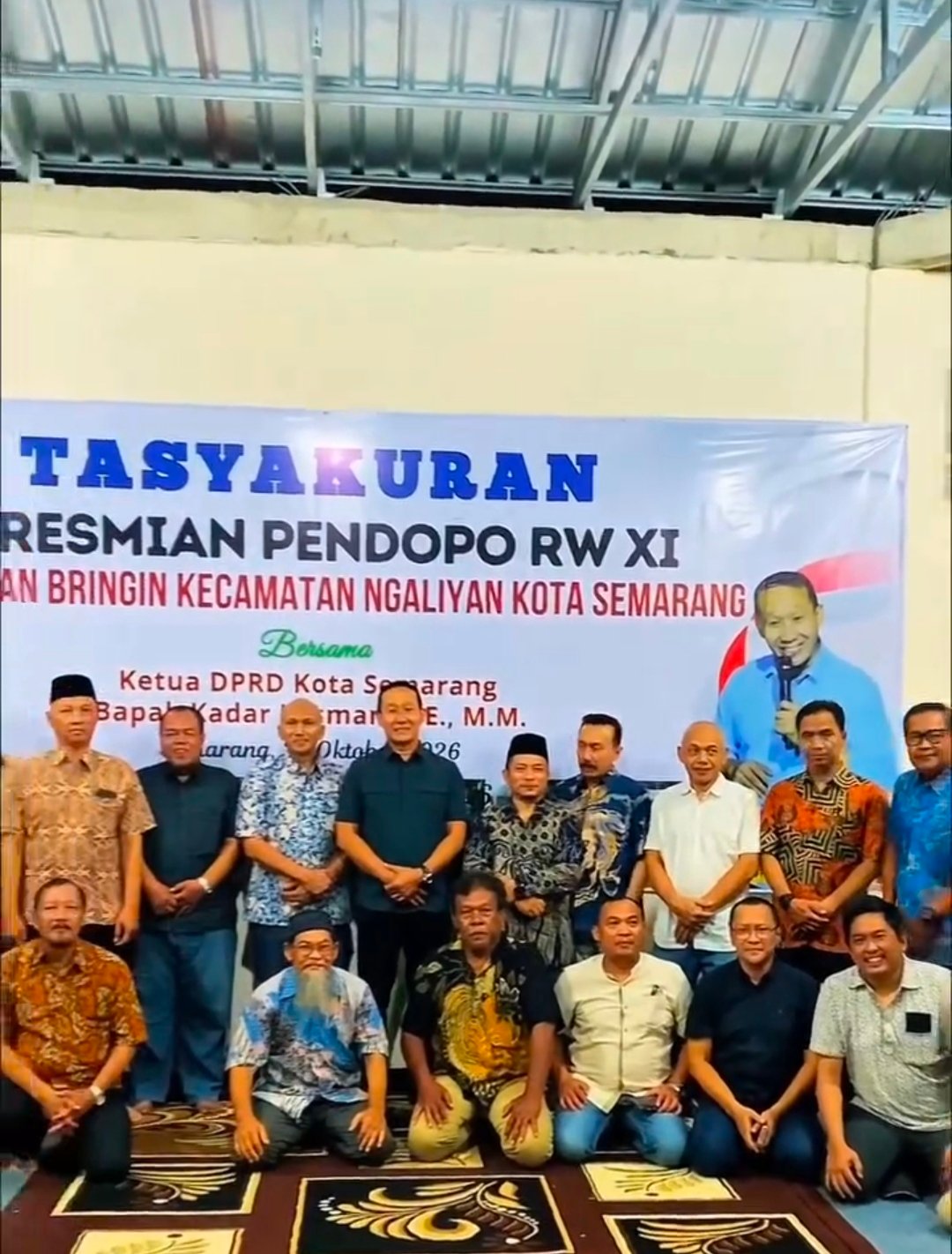 Kadar Lusman saat menghadiri tasyakuran peresmian Pendopo RW XI Kelurahan Bringin, Kecamatan Ngaliyan, Jumat malam (23/10/2026).